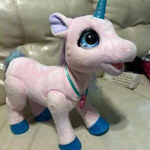 Magical Pink Unicorn Plush with Blue and Purple Details